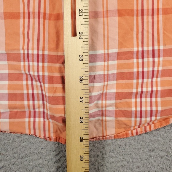 Tommy Hilfiger Shirt Mens Small Orange Plaid Casual Button Up Short Sleeve - Picture 4 of 6
